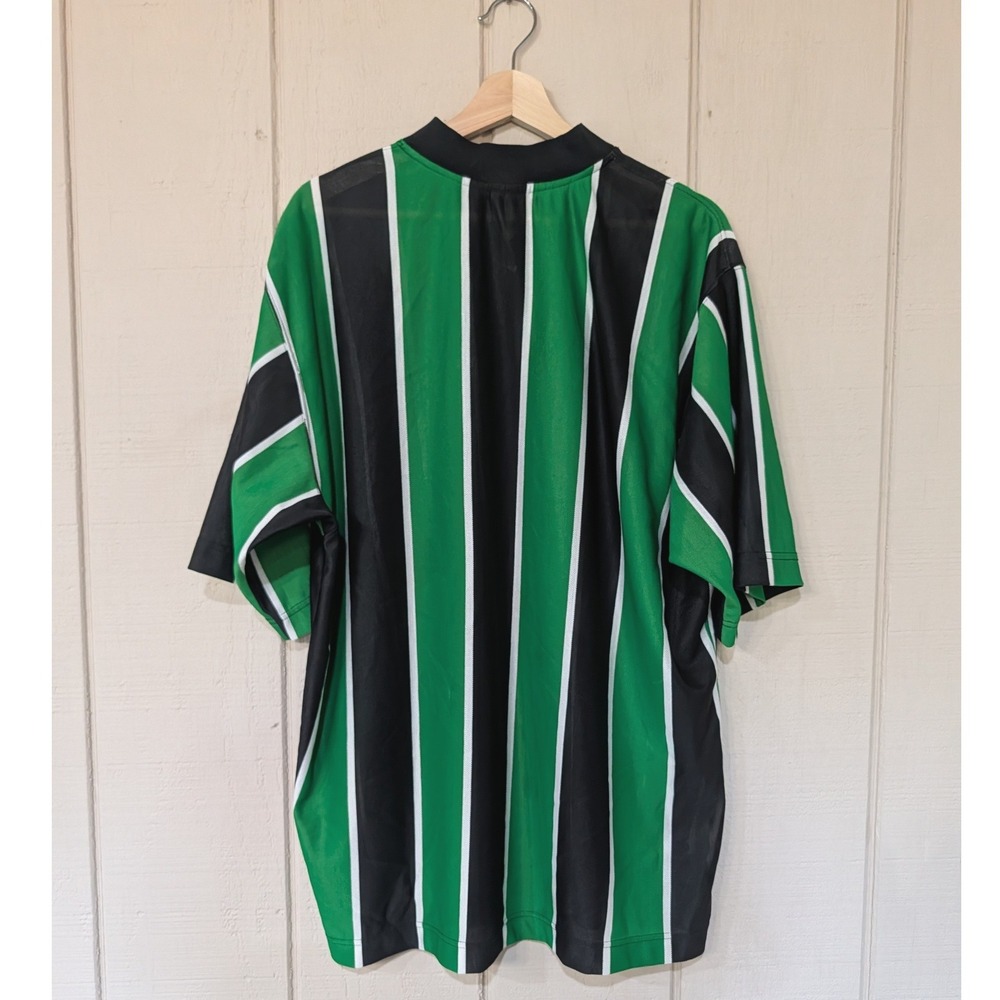 Vintage 90s Nike Team Jersey Mens Green Black Vertical Stripe V-Neck Soccer L - Picture 3 of 14